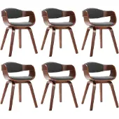 vidaXL Chaises de salle à manger 6 pcs. Bois courbé et tissu Gris