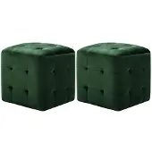 vidaXL 2 pcs Tables de chevet Vert 30x30x30 cm Tissu velours