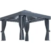 vidaXL Pavillon avec rideaux & guirlande lumineuse LED 3x3 m Anthracite