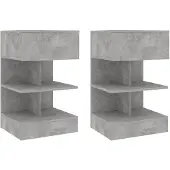 vidaXL Tables de chevet 2 pcs Gris béton 40x35x65 cm