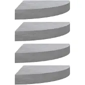 vidaXL Étagères d'angle murales 4 pcs Gris béton 25x25x3,8 cm MDF