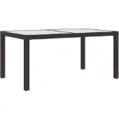 vidaXL Table de jardin 150x90x75 cm Verre trempé Poly rotin brun