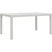 vidaXL Table de jardin 150x90x75 cm Verre trempé Poly rotin blanc