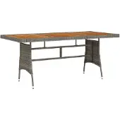 vidaXL Table de jardin Gris 160x70x72 cm Poly rotin & bois massif Acacia