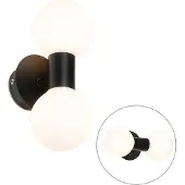 QAZQA Applique murale moderne noire IP44 2 lumières - Cederic