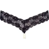 Cottelli - string perlé double - dentelle noire - M