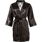 Cottelli collection - peignoir court satin dentelle - noir - L/XL