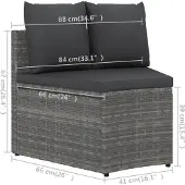vidaXL Ensemble de 9 canapés de jardin avec coussins Poly Rattan Gris