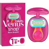 Gillette-Venus Rasoir pour femmes Venus Extra Smooth Snap + 1 recharge de lames de rasoir, mini manche, Lubrastrip avec une touche d'huile d'avocat