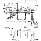 GROHE Plus Combinaison de baignoire 4 trous à une main