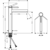 Hansgrohe Finoris robinetterie de lavabo 260 pour vasques avec vidage Push-Open, portée 208mm, 76070700