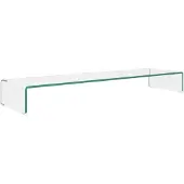 vidaXL Table TV/rehaussement d'écran verre transparent 110x30x13 cm