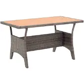 vidaXL Table de jardin Gris 120x70x66 cm Poly rotin