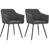 vidaXL Chaise de salle à manger 2 pcs. Tissu gris foncé