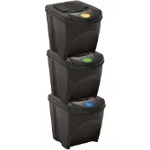vidaXL Poubelle empilable 3 pcs. Anthracite 75 L