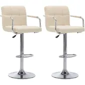 vidaXL Tabouret de bar 2 pcs. Tissu crème