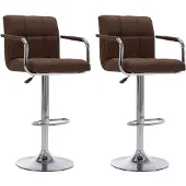 vidaXL Tabouret de bar 2 pcs tissu marron
