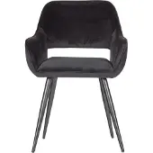 Woood Lot de 2 chaises de salle à manger Jel en velours, noir