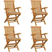 vidaXL Chaises de jardin avec coussin beige 4 pcs. Bois massif teck
