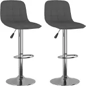 vidaXL Tabouret de bar 2 pcs. Tissu gris foncé