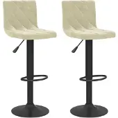 vidaXL Tabouret de bar 2 pcs. Velours crème
