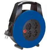 Brennenstuhl , enrouleur de câble Vario-Line 15m avec 4 prises et poignée, Noir / Bleu