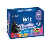 Brit Cat Pouches Family Plate - De Croquettes Pour Chat - 12 X 100g
