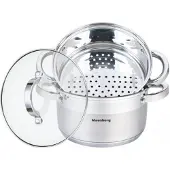 Klausberg Ensemble de Cuisson à Vapeur 18 cm Acier Inoxydable 3 Pièces