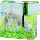 Goki Bloc de bois Puzzle de la ferme (9 pièces)