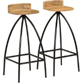 vidaXL Tabouret de bar 2 pcs. Bois massif de manguier