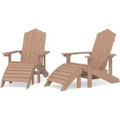 vidaXL Chaises de jardin Adirondack 2 pcs. avec tabourets HDPE Marron