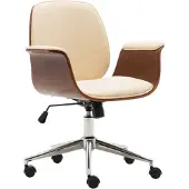 vidaXL Chaise de bureau Crème Bois courbé et similicuir