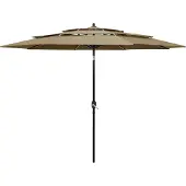 vidaXL Parasol avec mât en aluminium 3 couches Taupe 3 m