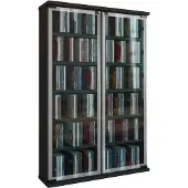 Hioshop Bois CD DVD Stand Étagère Rangement Étagère sur pied Galerie Porte vitrée Bois CD DVD Stand Étagère Rangement Étagère sur pied Galerie Porte vitrée