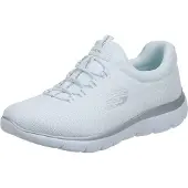 SKECHERS Femme Summits Top Player Sneaker, White Mesh Silver Trim, 38 EU