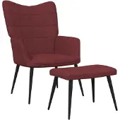 vidaXL Chaise de relaxation avec tabouret Rouge bordeaux Tissu