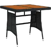vidaXL Table de jardin noire 70x70x72 cm Poly rotin & bois massif acacia