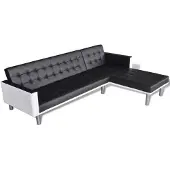 vidaXL Canapé d'angle avec fonction sommeil Similicuir noir