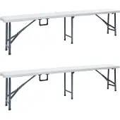 vidaXL Bancs de jardin pliants 2 pcs. 180 cm HDPE blanc