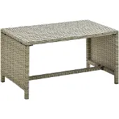 Möbelando Table basse beige 70x40x38 cm résine tressée