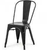 HorecaTraders Chaise empilable Tolix | Acier | Noir | 4 pièces