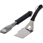Vaggan Set BBQ Acier inoxydable - 37x13x5cm | Spatule et Pince à viande pour Barbecue Acier inoxydable avec Crochet de suspension