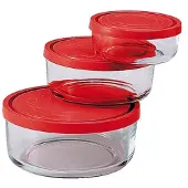 Bormioli Rocco Boîtes rondes en verre pour aliments, pour la cuisine et les déplacements, lot de 3 pièces