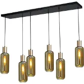 Masterlight Lampe suspendue noire pour salle à manger Bounty Verre cylindrique à 6 lumières