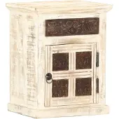 vidaXL Table de chevet Blanc 40 x 30 x 50 cm Bois de manguier massif