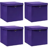 vidaXL Boîtes de rangement avec couvercles 4 pcs. Violet 32x32x32 cm Tissu