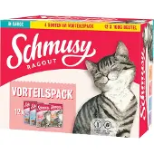 Schmusy RAGOUT Adult in Sauce Multibox 12x100g en sauce au poulet, au bœuf, au saumon, au canard