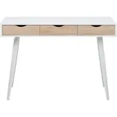 Ebuy24 Nete Bureau en blanc avec 3 tiroirs en imitation chêne et pieds en métal, blanc.