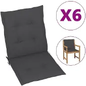 vidaXL Coussin pour chaise de jardin à dossier bas 6 pcs. Anthracite
