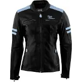 Rusty Stitches Veste en cuir pour moto , modèle Joyce, pour femme, noire et bleue, taille 46